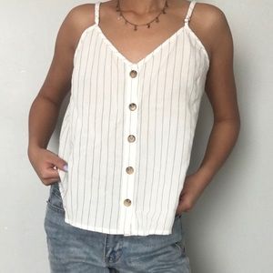 Loose button down striped tank top